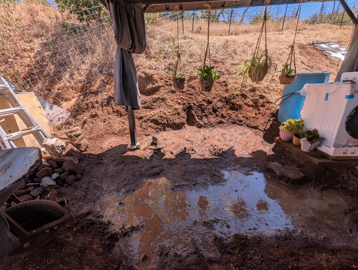 unICEable's tweet photo. Making some more progress. Avery wheel barrow of soil I haul out is another I get to haul back in. I think I'm at a decent stopping point going up the hill. Looks like I could maybe push it back another foot but to what end? Seeing how much I removed already feels a bit daunting https://t.co/bkUhjFHNA8