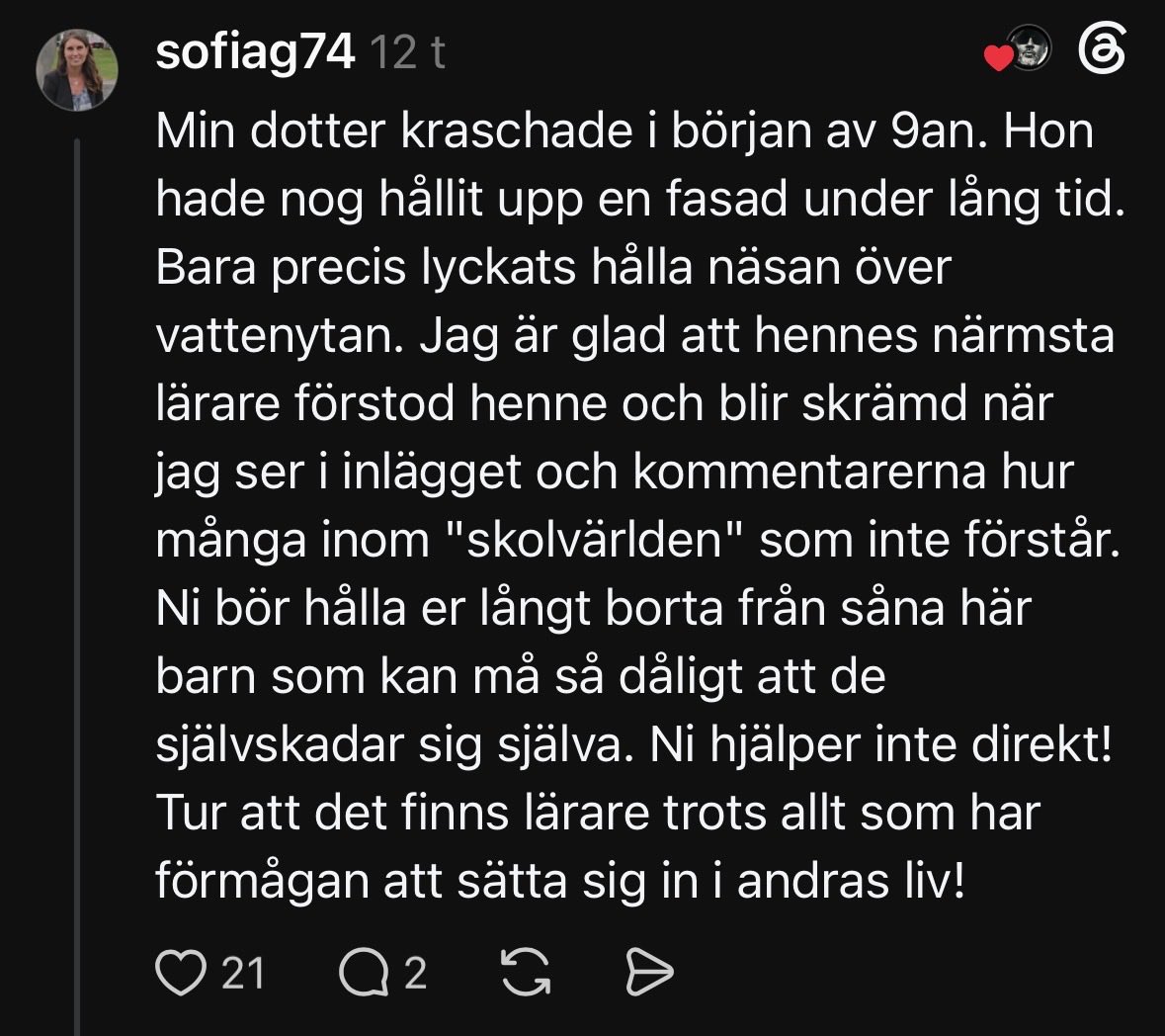 Lararandreas's tweet photo. Threads är inte som X. Där hägrar föräldrarna. https://t.co/M2emtAiVRh