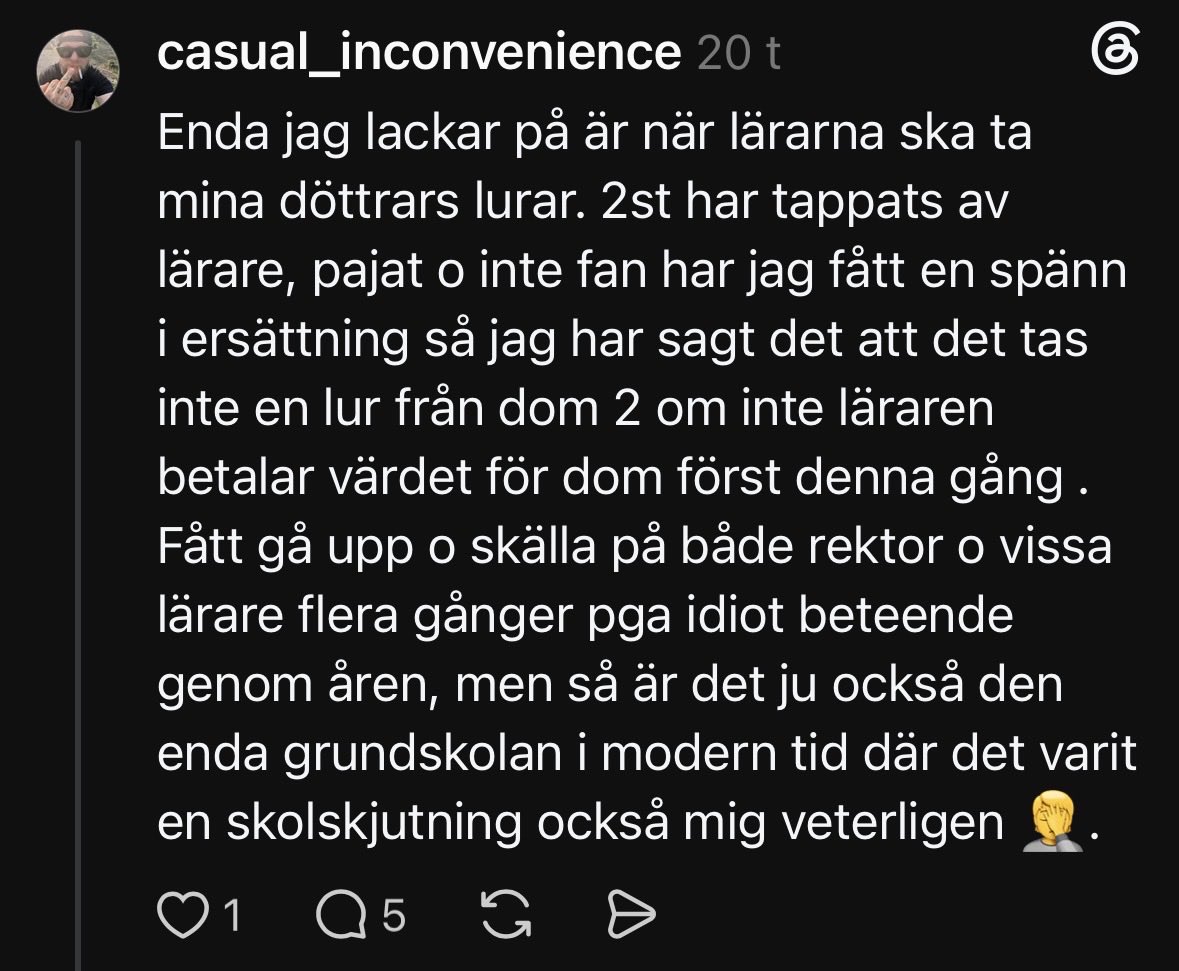 Lararandreas's tweet photo. Threads är inte som X. Där hägrar föräldrarna. https://t.co/M2emtAiVRh