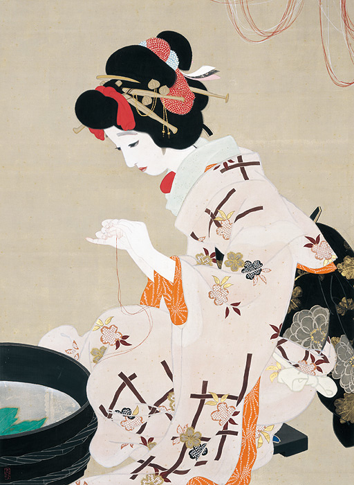 JapanTraCul's tweet photo. Lady playing, by Kitano Tsunetomi, ca. 1914 https://t.co/e55L8e9twh