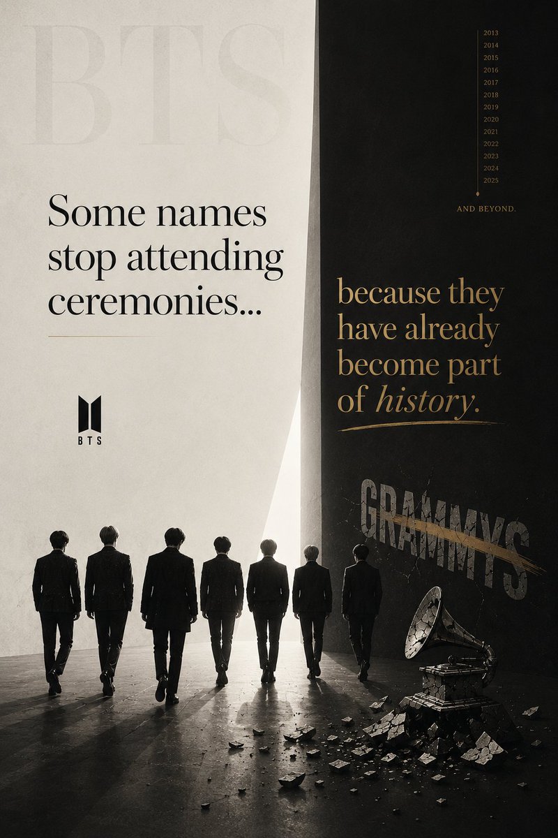 yasminahmad27's tweet photo. Some stories become too big to fit inside a trophy.
Awards recognize a moment.
Legends shape generations.
History remembers those who changed it.
💜
#BTS #ARMY #BeyondAwards #Legends #History #BTSForever
@bts_bighit https://t.co/h42txRBoTx