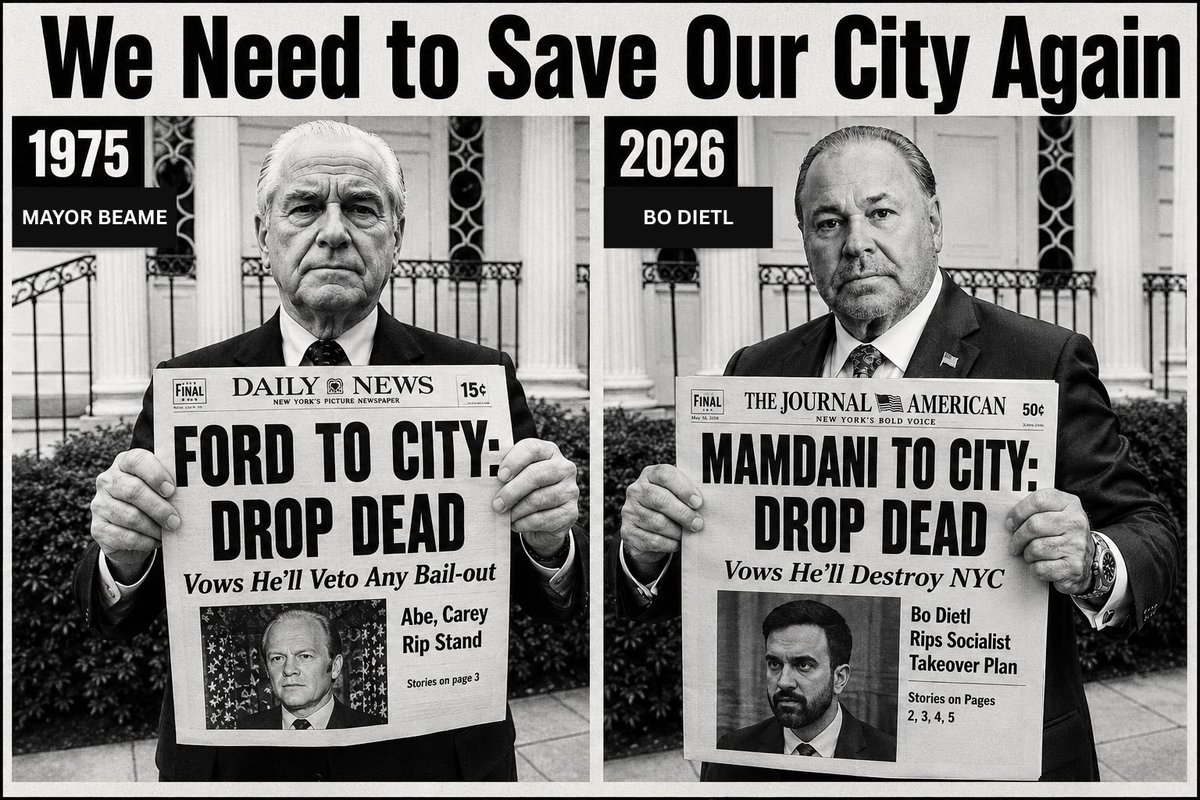 BoDietl's tweet photo. History has a way of repeating itself if we don't learn from it. New York has overcome crisis before, and we can do it again. It's time to put public safety, common sense, and strong leadership first. We need to save our city again.
#SaveNYC #PublicSafety #Leadership https://t.co/qrP41Wv5Cx