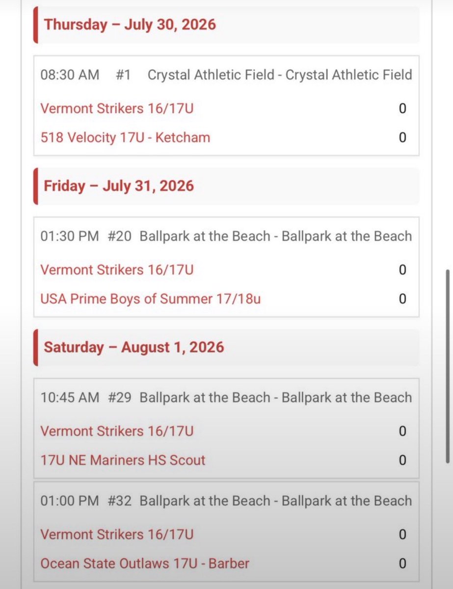 MaxSmith1p's tweet photo. 2028 RHP/IF | Essex HS (VT) | VT Strikers Looking forward to the 2026 All American Summer Baseball Classic in Old Orchard Beach, Maine. Excited to get the start in Game 2 and compete with the VT Strikers.
@firecrackerbsb @UncommittedStud @BUncommitted @PandasRecruits @CoastRecruits @Coast2CoastBsbl