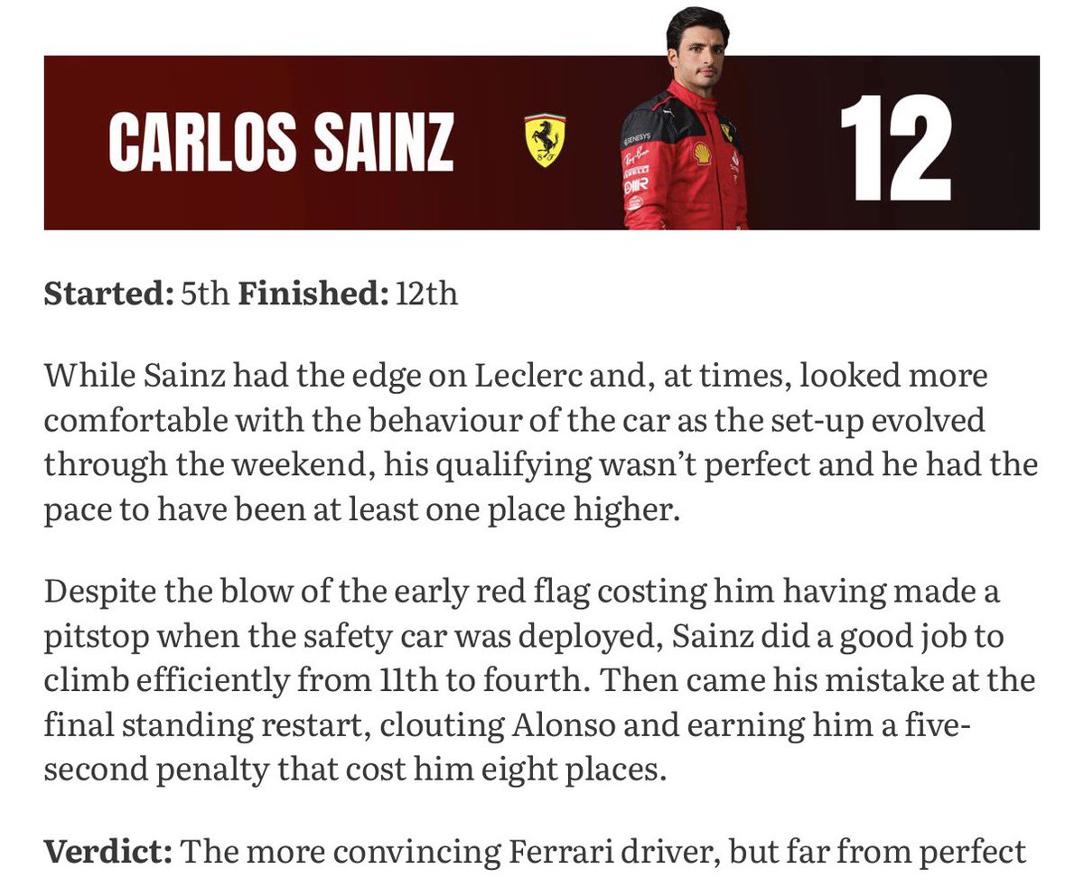 formuladata_'s tweet photo. @Carroll_LFC A weekend where Sainz outperformed Leclerc. Then he was the best driver the next year in Australia 2024. https://t.co/Fy5oGYYoSr