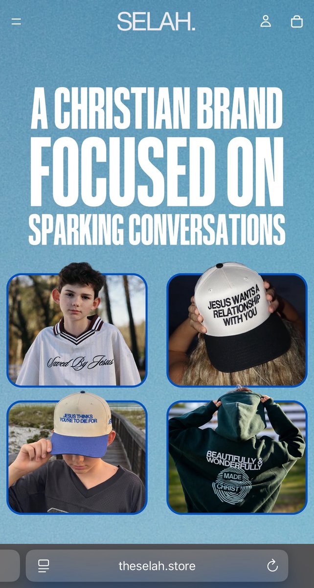robbystarbuck's tweet photo. I have to dad brag real quick. My 13 year old son blows my mind. He used his own money from odd jobs to start a clothing brand. Won’t take any help from us. Figured out his supply chain, did his own designs, built his own site, does his own packaging and shipping, personalizes everything, did deals with influencers that I have no connections to and does all his own photos/videos and marketing.

Kid is shipping product on the regular. Worked out every problem that came up by himself. Pushed himself at every turn where someone else would give up. To say I’m proud would be an understatement.

His site: https://t.co/8atcYqVu0F

Just go look at his site and tell me this isn’t crazy for a 13 year old to do on his own. Attached are some of his marketing materials. Today he launched their new hats to spark conversations about Jesus. So… seriously how did this amazing kid come from me???