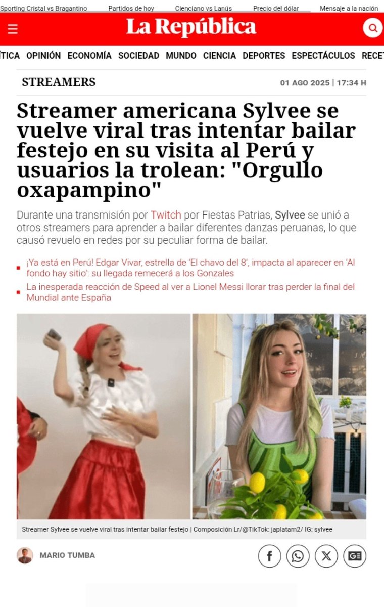 Huro_0000's tweet photo. Como olvidar cuando sylvee bailo por fiestas patrias  y hasta salió en la República 🇵🇪🇵🇪🗣️ https://t.co/DTWlgkOKUl