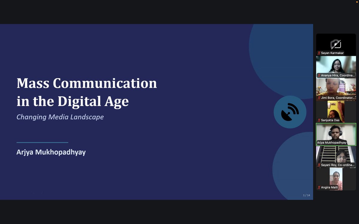 scri_official's tweet photo. Successfully Concluded | SCRI Research Resonance: AIIC Weekly Roundtable - XXXVI

Presenter: Mr. Arjya Mukhopadhyay

Topic - Mass Communication in the Digital Age: Changing Media Landscapes

#SCRI #SCRIKolkata #AIIC #SCRIResearchResonance #AIICWeeklyRoundtable #DigitalMedia https://t.co/qYboSnj2yD