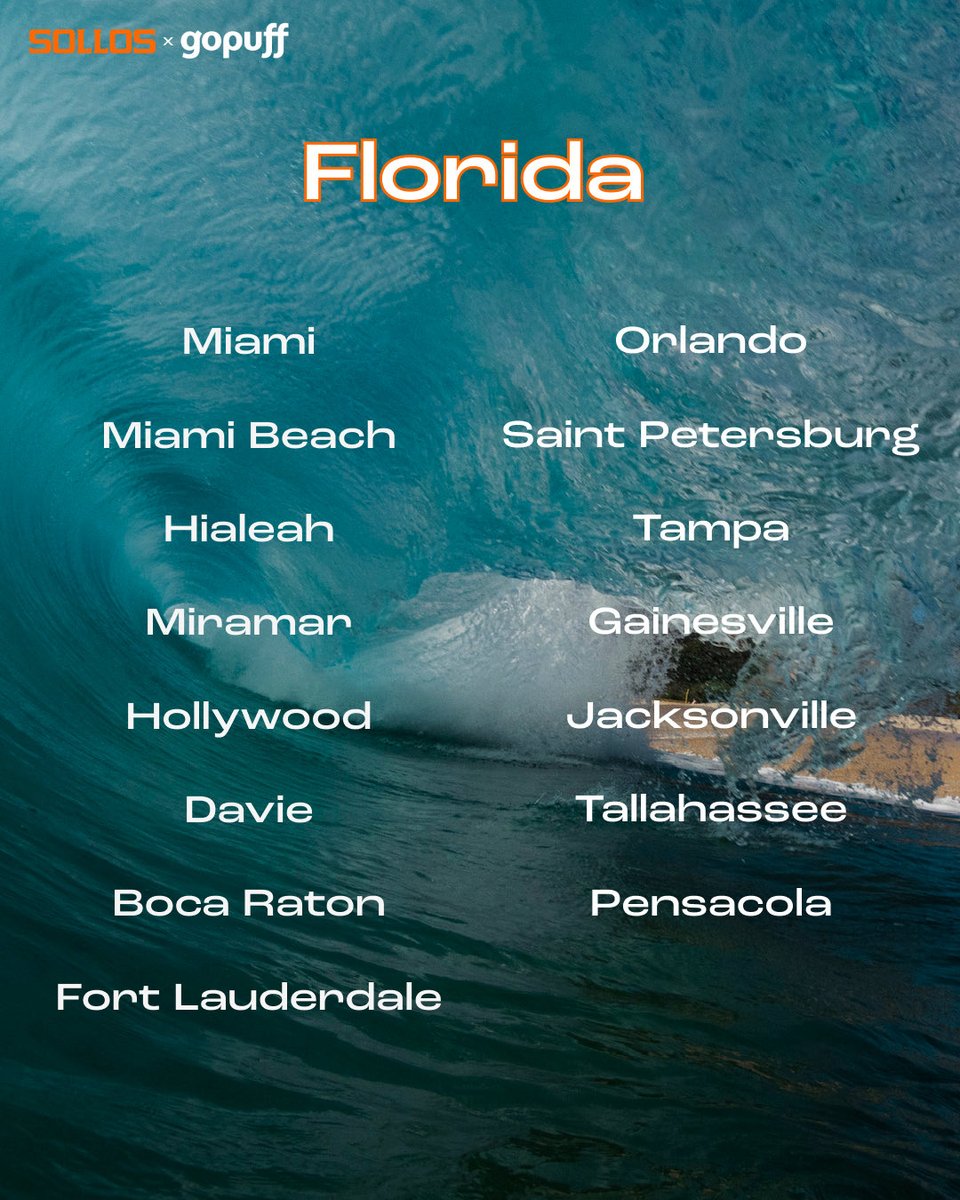 SOLLOSyerbamate's tweet photo. Pt. 1 of where we’re available on @gopuff!
#SOLLOS #YerbaMate #Florida #America #GoPuff https://t.co/YQKo9c4yrU