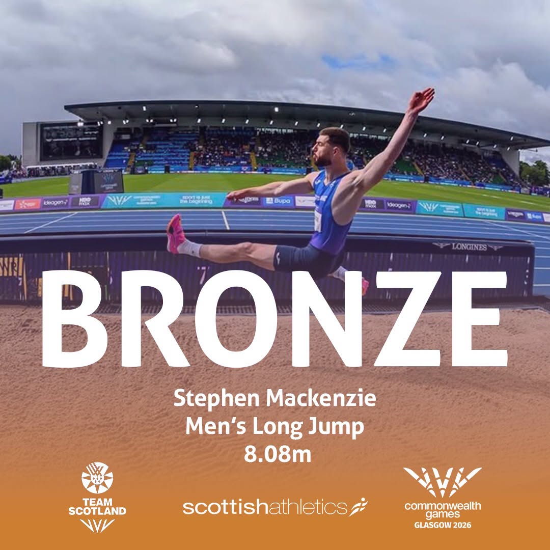 scotathletics's tweet photo. LONG JUMP BRONZE
#SALtogether
Stephen Mackenzie 8.08m @Team_Scotland @Glasgow_2026🥉
Scottish Native Record🏴󠁧󠁢󠁳󠁣󠁴󠁿👏
📷@Bobby_ThatOneMo 
@SALChiefExec @OvensDavid @EdinburghAC @InvCourier @SAL_Coaching @SALDevelopment https://t.co/J0cZ6Dkx9s