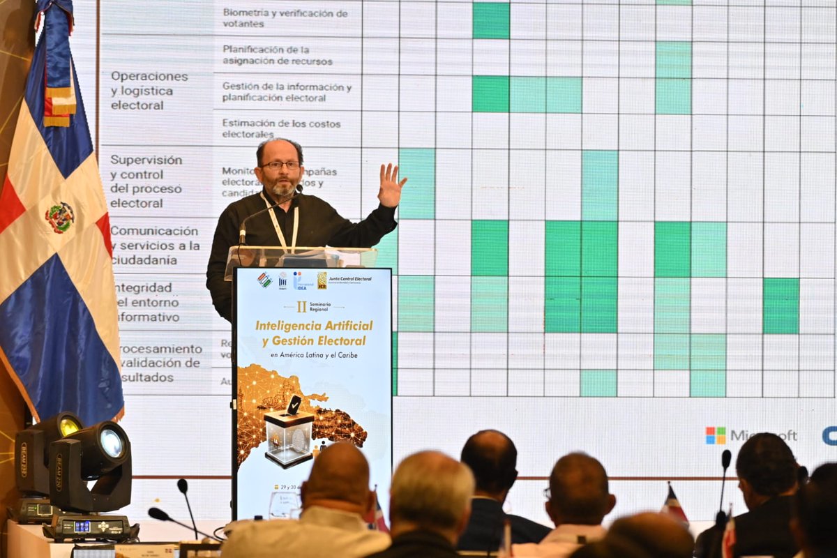 IDEA_INT_LAC's tweet photo. 🇩🇴 República Dominicana. Con la participación de 41 representantes de 21 organismos electorales de 15 países de la región, iniciamos hoy en Santo Domingo el II Seminario Regional: Inteligencia Artificial y Gestión Electoral en América Latina y el Caribe.

Este seminario se realiza en conjunto con la @juntacentral Electoral de República Dominicana , en el marco de la presidencia de la India 🇮🇳 del Consejo de Estados Miembros de @Int_IDEA y con el apoyo de aliados estratégicos. 🤝

El encuentro busca fortalecer la resiliencia democrática, promover un uso ético, responsable y transparente de la inteligencia artificial, y construir respuestas colectivas a los desafíos emergentes mediante la cooperación regional. 🌎

Fortalecer capacidades, mejorar la gobernanza y profundizar la cooperación regional es esencial para aprovechar el potencial de la #IA al servicio de procesos electorales más sólidos, inclusivos y confiables. ✅🗳️

🔗https://t.co/ddhebsWmkv

#SeminarioIAGestionElectoral #SeminarioIAGestionElectoralRD #JCE #IDEAIndia2026 #InteligenciaArtificial #GestiónElectoral #Democracia