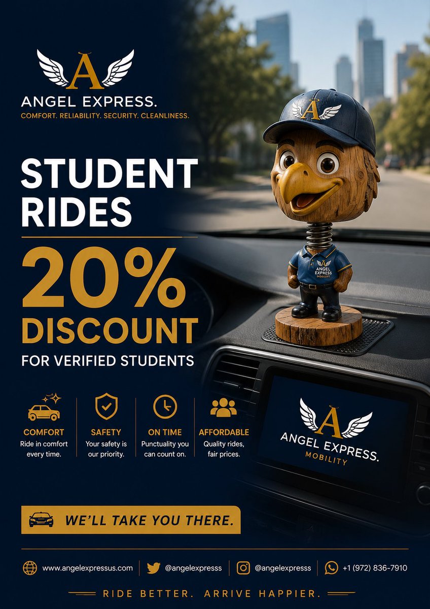 angelexpresss's tweet photo. 20% off student rides. Let’s take you there.

Book a-ride 

#viral #trending. https://t.co/i0YHYVLnaL