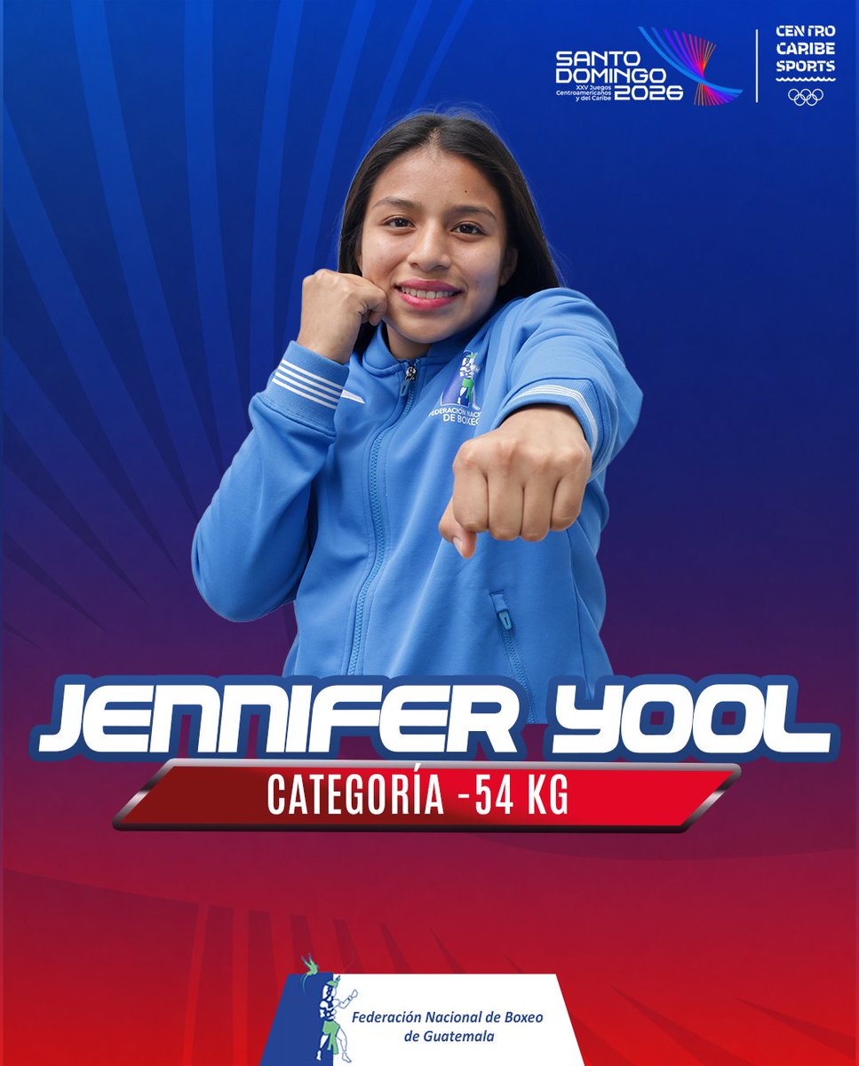 fedeboxgt's tweet photo. 🥊 El ring está listo. Guatemala también 🥊

Jennifer Yool afrontará los Juegos Centroamericanos y del Caribe Santo Domingo 2026 con un solo objetivo: representar a Guatemala en cada combate de la categoría de 54 kg.

Llego el momento de pelear cada round y dejarlo todo sobre el ring.

¡Vamos con todo, Jennifer! 🇬🇹
