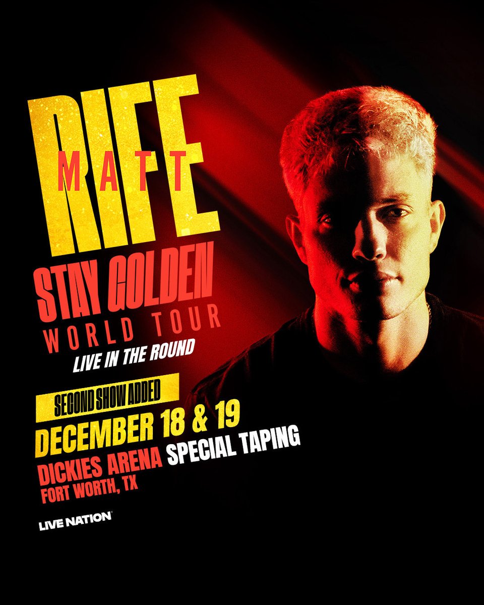 mattrife's tweet photo. PRESALE now available for the taping of my next ✨Special ✨

Ft. Worth, Texas.     Dec. 18&amp;19
Dickies Arena

Tickets at https://t.co/K3TJHrVcEj
Use code: REBEL https://t.co/YKwJkx0ePI