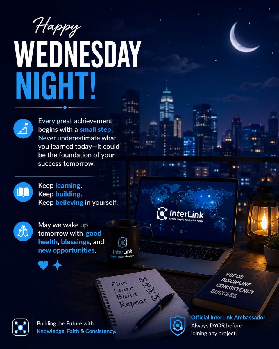 Haroon2092's tweet photo. 🌙 Happy Wednesday Night!

Every great achievement begins with a small step. Never underestimate what you learned today—it could become the foundation of your success tomorrow.

Keep learning. Keep building. Keep believing in yourself.

May we wake up tomorrow with good health, blessings, and new opportunities. 🤲✨

#WednesdayNight #Web3 #Motivation