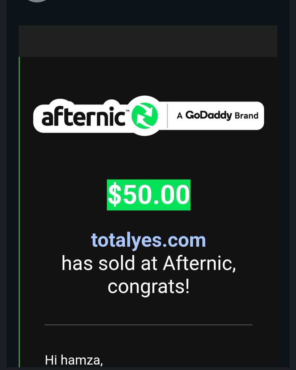 Hamza__Skalli's tweet photo. Thanks @afternic #DomainNames 
Congrats for the bayer https://t.co/JqIPdY40Qw