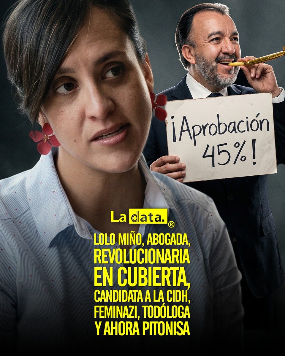 ladataec's tweet photo. #Tendencia Lolo Miño, abogada, revolucionaria en cubierta, candidata a la CIDH, feminazi, todóloga y ahora Pitonisa.

¿Desde cuándo los títulos en derecho internacional sirven para leer el café y adivinar el futuro? Resulta que la todóloga María Dolores Miño ahora se metió a pronosticadora de encuestas mágicas, asegurando muy campante que el buen Pabel cuenta con un ficticio 45% de apoyo popular.

​Habría que preguntarle en qué bola de cristal o de dónde sacó semejantes cifras de fantasía, porque la realidad en las calles de la capital es otra muy distinta, donde el rechazo generalizado es evidente. Pero claro, cuando el libreto exige maquillar la realidad, aparecen personajes de esta calaña pretendiendo disfrazarse de analistas neutrales, mientras aplauden estrategias para robarse la pelota y dejar sin chances a los contrarios. ¡Con razón genera tanto rechazo esta clase de operadores políticos que todavía sueñan con llegar a instancias internacionales a dar cátedra de moral!

@ladataec 👈

#ladataec #tendenciapolitica #lolomiño #pablemuñoz