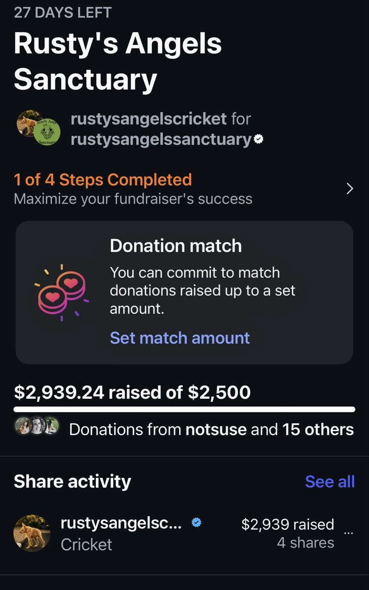 N1KJohnG's tweet photo. Crickets ig page just hit their donation goal !!!! $Cricket https://t.co/KqQrJLZZBr