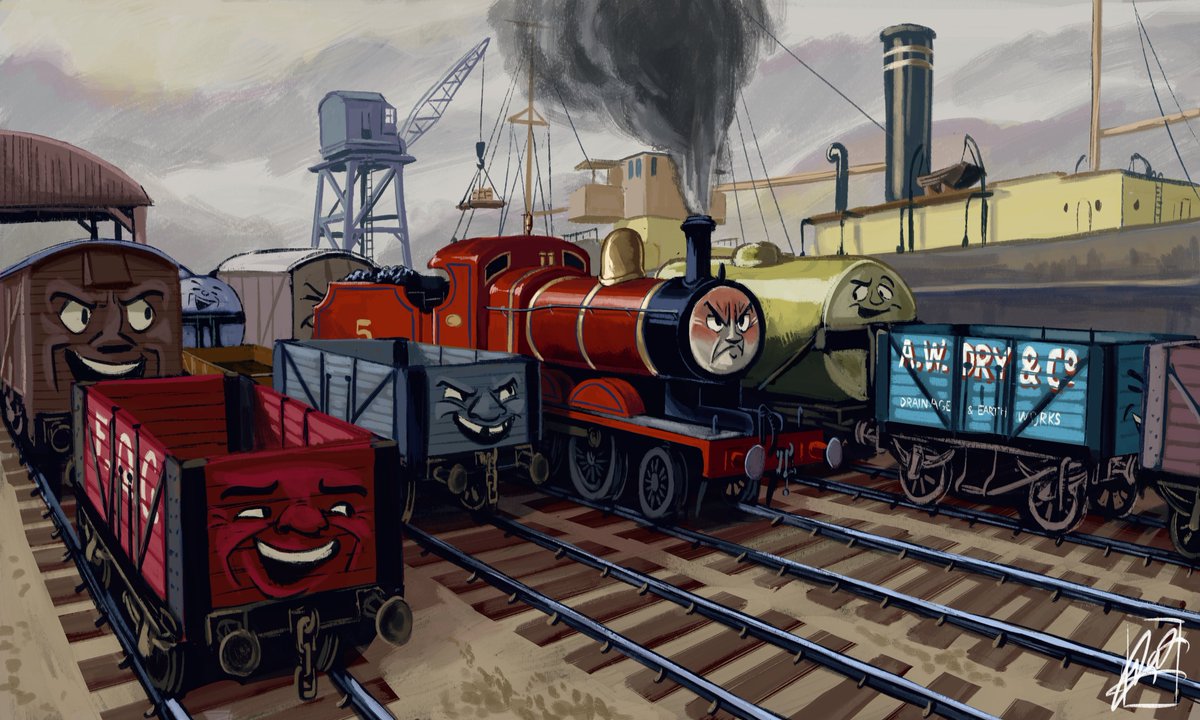 nick_withthehat's tweet photo. "Your color's nice, James-- pity about your face though!"

I'm back, and now it's time for a recap from over the past year. Here's a redraw from season 5 I made a couple months ago!
-
-
#illustrationart #thomasandfriends #trains https://t.co/eHQvHm1wYQ