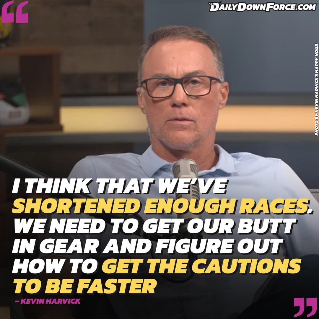 dailydownforce's tweet photo. Kevin Harvick says NASCAR shouldn't shorten Cup Series races, arguing the focus should instead be on speeding up caution periods and stage breaks so fans spend more time watching actual racing. Find out more on The Daily Downforce

https://t.co/rwlVrTT0Iu https://t.co/rie6pFO0uL