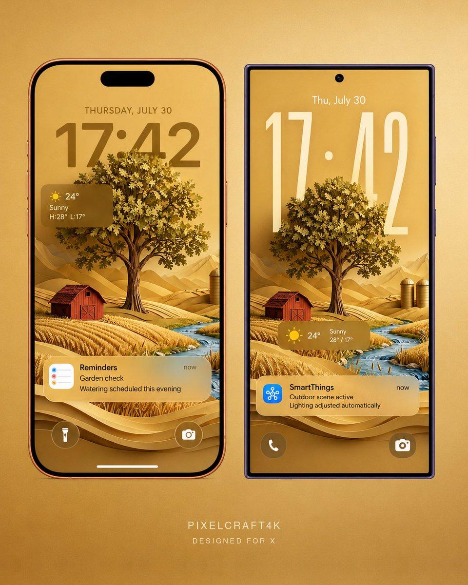 PixelCraft4K's tweet photo. Golden fields, peaceful soul. 🌾

Wallpapers for iPhone &amp; Samsung ↓

♡ Like  ↻ Repost  🔖 Save  ＋ Follow https://t.co/2IXkCjKxoH