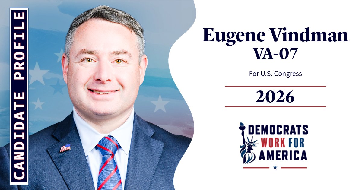DemsWork4USA's tweet photo. #VA07 is a must-hold seat. Eugene Vindman has shown real courage and integrity in public service, and he continues to deliver for families across the district. Holding this seat is critical to protecting democratic leadership in Congress. https://t.co/ZfPUEflPdE