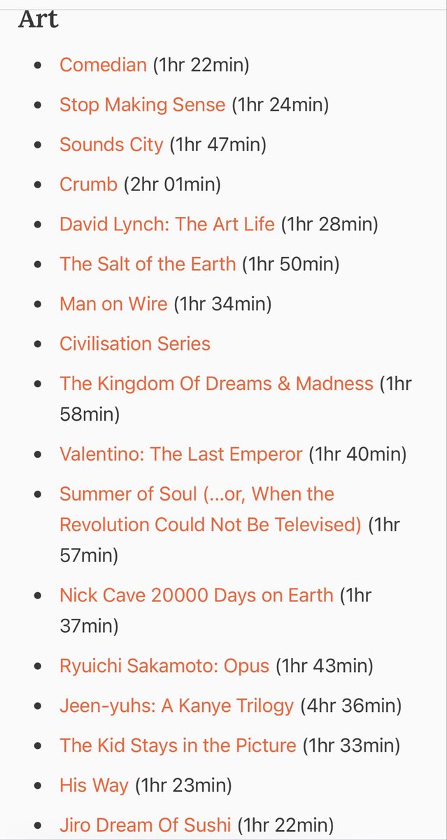 thebeautyofsaas's tweet photo. putting together the best documentary list on the internet https://t.co/47WYqEalWj