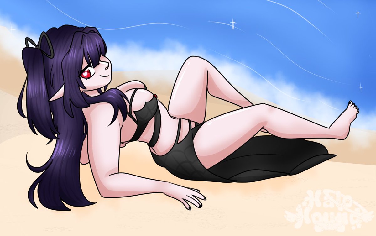 Celinenovaaaa's tweet photo. Vampire princess slaying on the beach. Art by @HaloHoundVT #vtuberart #beachepisode #art #vtuberen #vtuber #swimsuit https://t.co/h5UtakvOyb