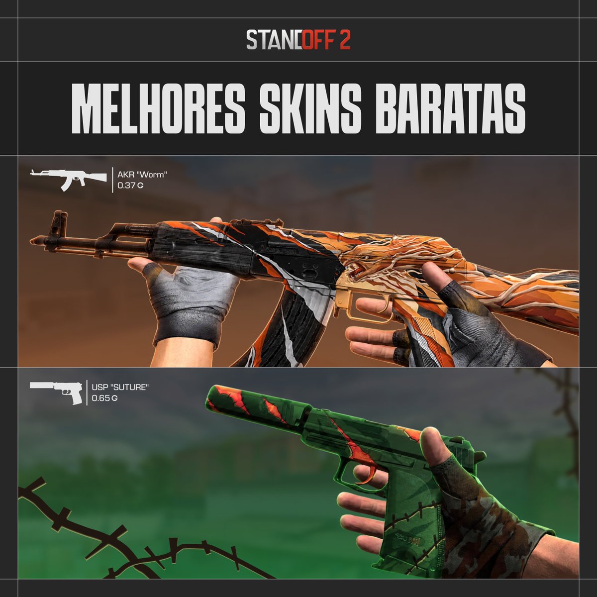 Standoff2_br's tweet photo. 🔥 Olha só essas skins acessíveis! Elas não ficaram incríveis?

Consegui-las é muito fácil. Basta ganhar Gold abrindo cases ou evoluindo no Free Pass.

❤️ — BRABAS!!! https://t.co/jAWoKHFOzJ