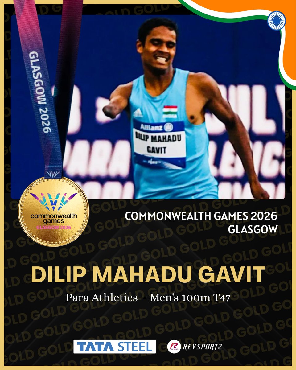 RevSportzGlobal's tweet photo. DOUBLE PODIUM FINISH FOR INDIA IN THE MEN'S T47 100m AT COMMONWEALTH GAMES.

🥇 Dilip Gavit
🥈 Mohammad Basil https://t.co/I9HwFuc3dM