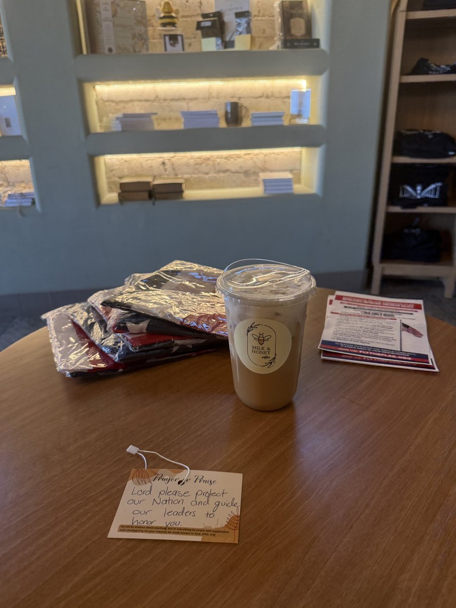 SusieSullivan_'s tweet photo. Coffee shop to coffee shop, one conversation at a time. 🇺🇸

So many great conversations today, especially at this little gem, Milk & Honey. The worship music, the faith filled atmosphere, and the opportunity to encourage people to fly the flag and make their voices heard made for a pretty great day.

Fly the flag. Know your neighbors. Love your community.

|@TPUSA | @tpusastudents |