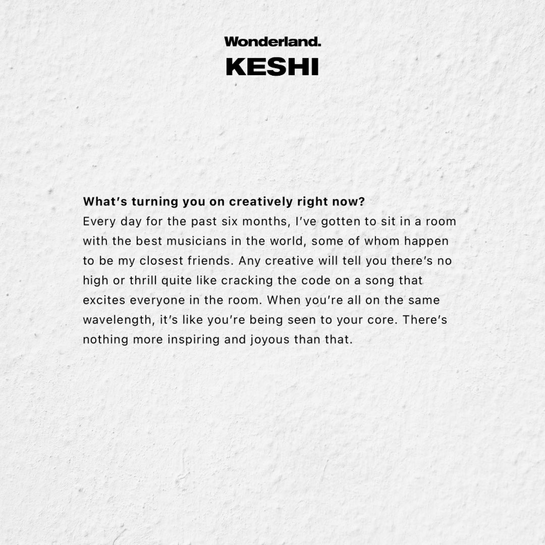 keshiupdates's tweet photo. “If I could do one karaoke duet with Miley, it would be… “Don’t Stop Believing” by Journey, hands down” 

Keshi for Wonderland Magazine: WONDERLAND SUMMER 2026. GUEST EDITED BY MILEY CYRUS 🖤

Read the full article here: https://t.co/VWtJvNstmA https://t.co/lr8LNqh03H