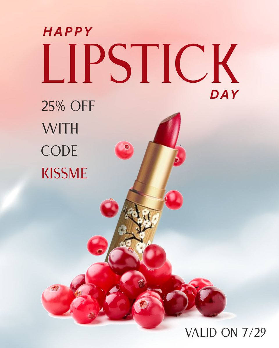 NOYAHCOSMETICS's tweet photo. Happy National Lipstick Day 💋

Celebrate with the good stuff: real color, clean ingredients, and a formula you’d actually feel fine about swallowing a little of (because you always do). 

Today only: 25% off with code KISSME.

Go on, put your best pout forward. 💄 https://t.co/mbVR0A1x9g