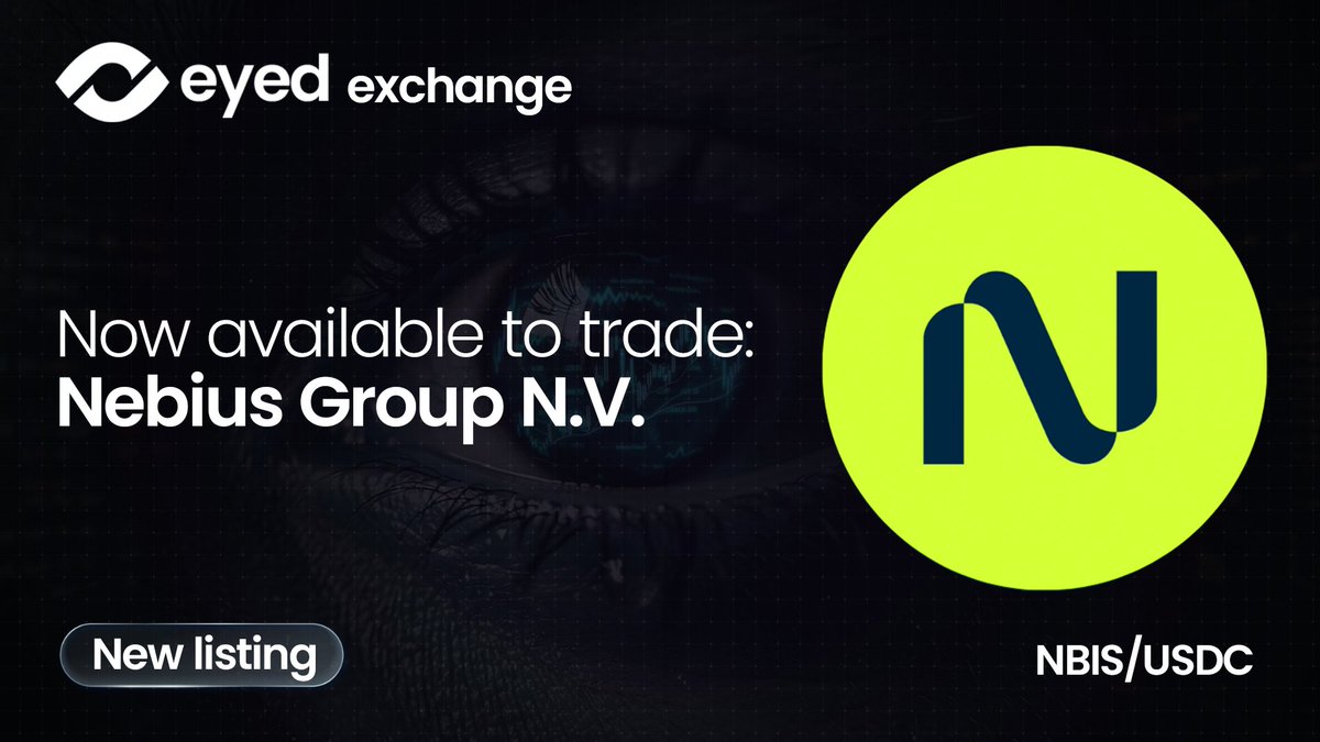 EyedTrade's tweet photo. NEW STOCK LISTING | @nebiusai 

$NBIS/USDC is now live on https://t.co/39gs21wb6p.
Up to 10X leverage. Isolated margin. No KYC.  

Nebius Group N.V. is an AI cloud company delivering full-stack infrastructure for the global AI industry. The company provides high-performance GPU clusters, cloud platforms, and developer tools that support the complete AI lifecycle from training and fine-tuning to production deployment at scale.  

Trade $NBIS now ↓
https://t.co/39gs21wb6p