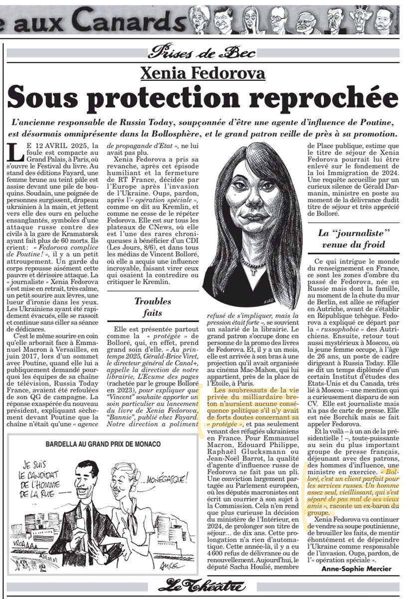 XavierPoussard's tweet photo. 🔥L’expulsion de Xenia Fedorova ordonnée par la Préfecture de police de Paris est évidemment une attaque sous la ceinture contre Vincent Bolloré.
Ces dernières semaines, la presse du régime d’@EmmanuelMacron avait en effet multiplié les allusions égrillardes, présentant Fedorova comme la « protégée » et comme un « soubresaut de la vie privée » de Vincent Bolloré, lui-même décrit comme un « homme assez seul, vieillissant ».
Maintenant que la guerre est déclarée par l’@Elysee, quelle sera la réponse de Vincent Bolloré ?
