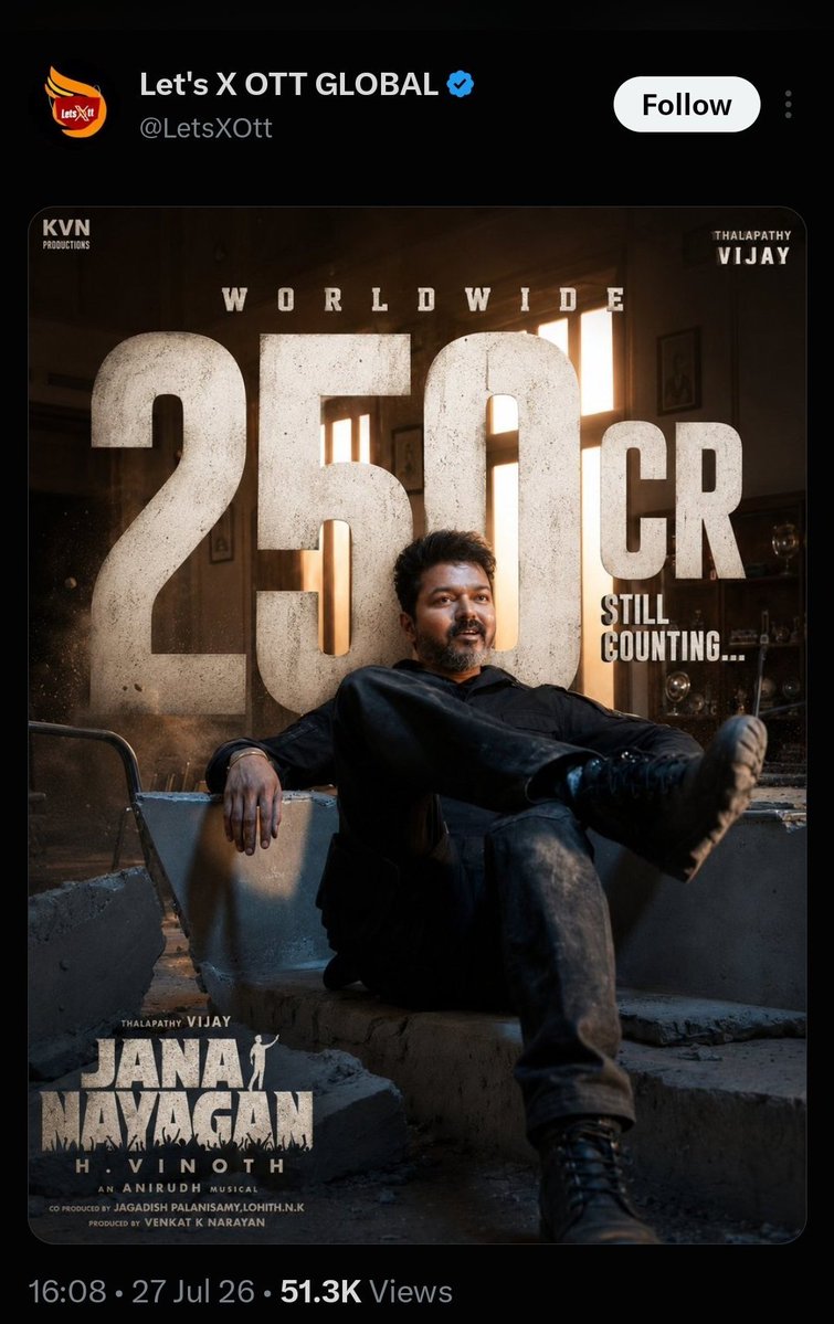 Itz_PrabhaOffl's tweet photo. 27th morning 9pm - 220Cr
27th evening 4pm - 250cr
29th afternoon 12pm - 275cr

Night 10pm ku 350cr poster loading 🔥🔥 https://t.co/XGzwFdruij