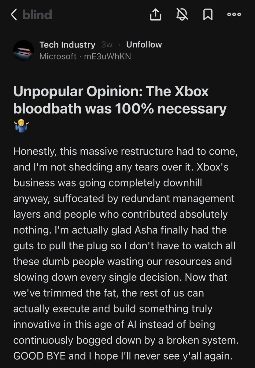 Joinblindindia's tweet photo. This thread shows how divided opinions are on Xbox layoffs. https://t.co/kYXkeRJfYy