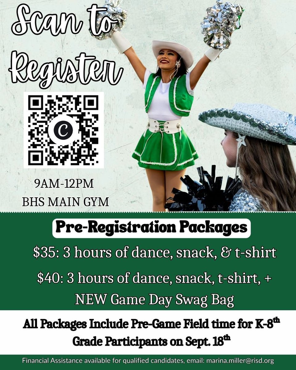 cairnsjp's tweet photo. The 2026-2027 Berkner Bandoleras have announced their annual clinic! Please share and register your kiddos for this great event!

@Apollo_JH @ljhpatriots @bhsstem @BERKNERFOOTBALL @berknerathletic @AJHAthletics @LJH_Athletics https://t.co/JROLYmqHko