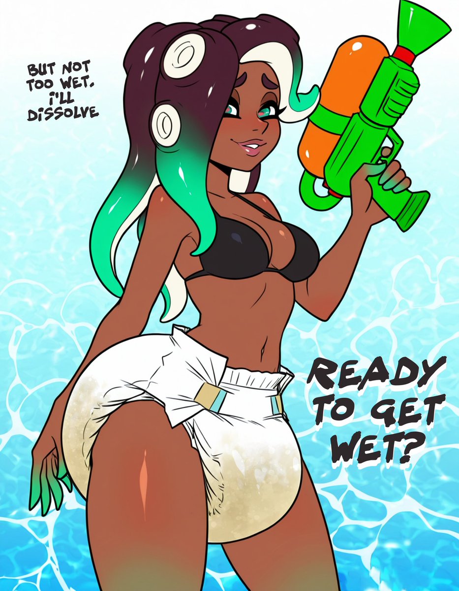 vision_dl's tweet photo. Marina getting wet 💦🦑

This popular idol is rocking her summer look… complete with a heavy, sagging diaper that’s clearly seen better days

Still serving looks though~

#Marina #Splatoon #ABDL #DiaperFetish #WetDiaper #NSFW https://t.co/d3eWSY9z60