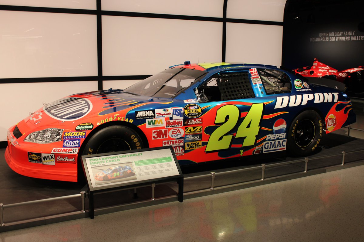 Jeff Gordon's 2004 Brickyard 400 winning car on display at the IMS