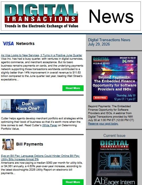 DTPaymentNews's tweet photo. Today's Digital Transactions News: Visa Turns to New Services; Eye on Bill Pay; MoonPay’s Open Web Agentic Commerce Tool
https://t.co/N0mNcfsK37
#payments #Visa #earnings #billpayments #doxo #InvoiceCloud #MoonPay #agenticcommerce #digitalcurrency #agenticcommerce #cardnetworks https://t.co/pi1amH3ySm