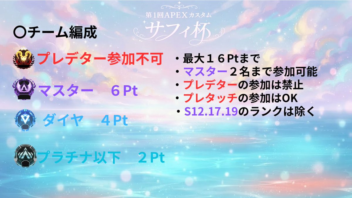 razts7upp1's tweet photo. 日付も近くなってきたんでもっかい募集かけま～す カスタムに気になってる方や興味がある方はDMまでお待ちしております。  
#サフィ杯 
#apex 
#apex募集 
#apexカスタム 
#APEXカスタム募集 https://t.co/I012iQc2x8