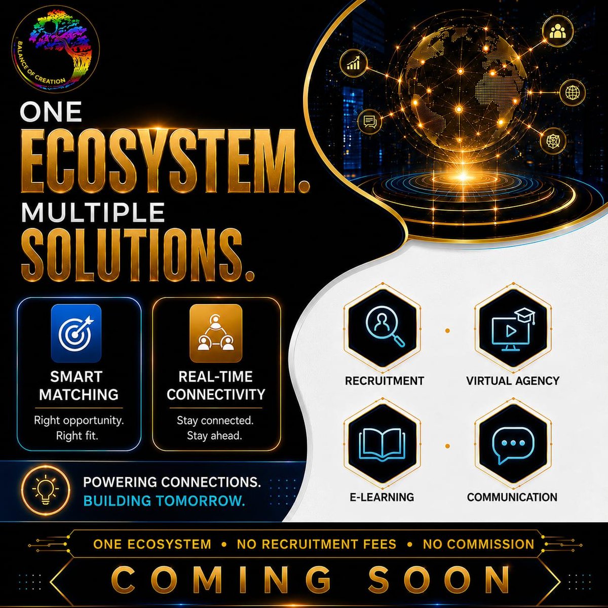 AgencyBoc's tweet photo. The future of recruitment is evolving. One Ecosystem Multiple Solutions. No recruitment fees No commission. Coming Soon
#comingsoon
#recruitment 
#ukjobs
#CareerGrowth
#BalanceOfCreation https://t.co/BnXvkQW3XL