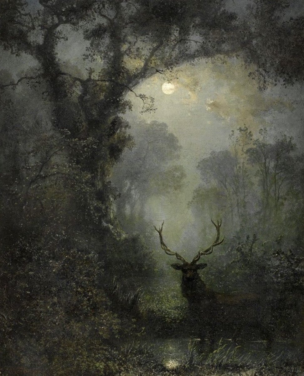 TitaniasRealm's tweet photo. Deer in the Forest by German painter Eugen Krüger (1832-1876) https://t.co/nvl0NODC42