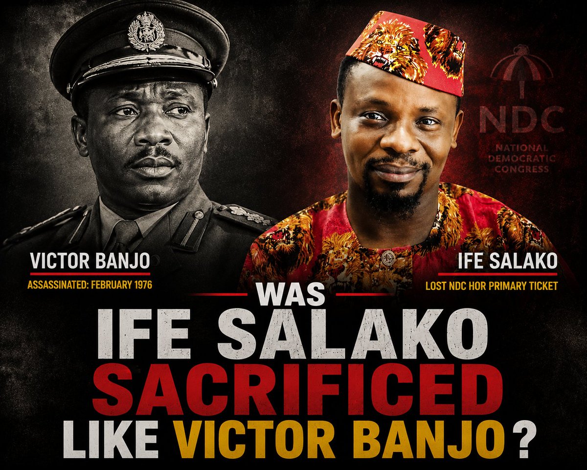 Bayo_Bilisi's tweet photo. Victor Banjo fought alongside Ojukwu.

He thought he was fighting for freedom of his region from "Corrupt criminals".

He joined Ojukwu in fighting against Nigeria and his own people.

Until Ojukwu wrote a letter telling him he (Ojukwu) will also be the leader of Yorùbá land which Banjo was fighting to lead.

What then was left for Banjo?

He paid with his life.

On the right is Ife Salako, he led the war against Pastor Adeboye, Prof Wole Soyinka and other Yorùbá leaders.

When it was time to reward him for his hardwork, he was dumped for someone else.

Guess the ethnic group of the person that replaced Salako?

The dominant ethnic group in Obidient Movement know what they want to achieve.

You're the one thinking they want good governance like yourself.

Use your head, every leader with the trait of Zik, Ojukwu and Ironsi means no good for you except for themselves.

Leave the Obidient Movement today!