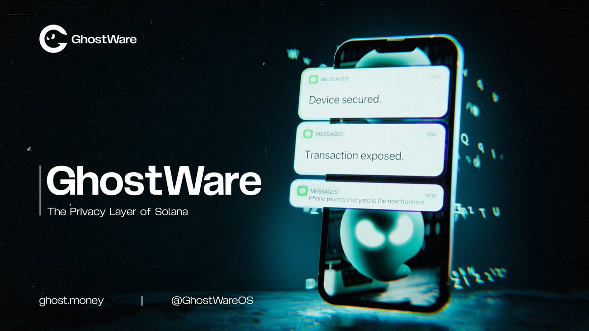 GhostWareOS's tweet photo. There's a weird thing we've all just accepted: your device is locked down tight, but the moment you make a transaction, it's public forever and anyone can trace it.

Your device is secure and your money still isn't. That gap is exactly what we're here to close, so the privacy stops at your screen and doesn't leak the second you hit send.