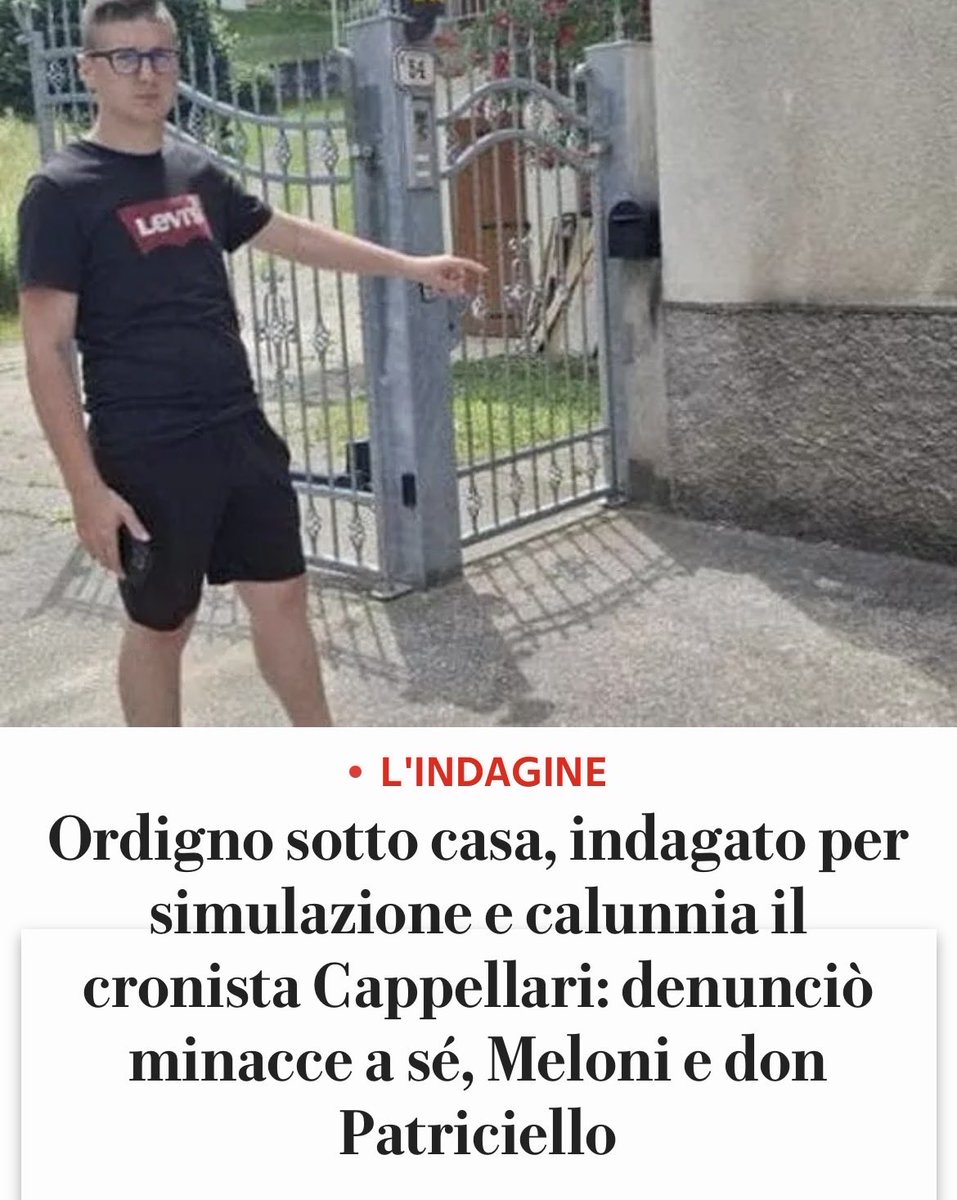 lisameyerildra1's tweet photo. Adriano Cappellari, cronista de Il Giornale di Vicenza, indagato per calunnia e simulazione di reato. La Procura: "L'attentato era opera sua"
Capite cosa arrivano a fare quelli di destra? 
L’ho detto, i fasci simulano gli attentati per giustificare odio e repressione https://t.co/6bKDQgLzFh