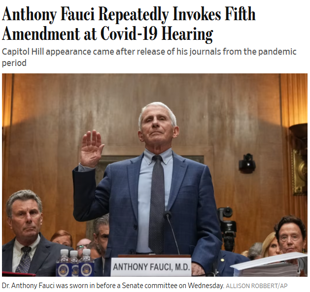 charliebilello's tweet photo. Why Fauci is pleading the Fifth...

"The NIH has not ever and does not now fund gain-of-function research in the Wuhan Institute of Virology. No matter how many times you say it, it didn't happen." - Anthony Fauci, responding to Rand Paul under oath, May 11, 2021. https://t.co/xstltcVHRt