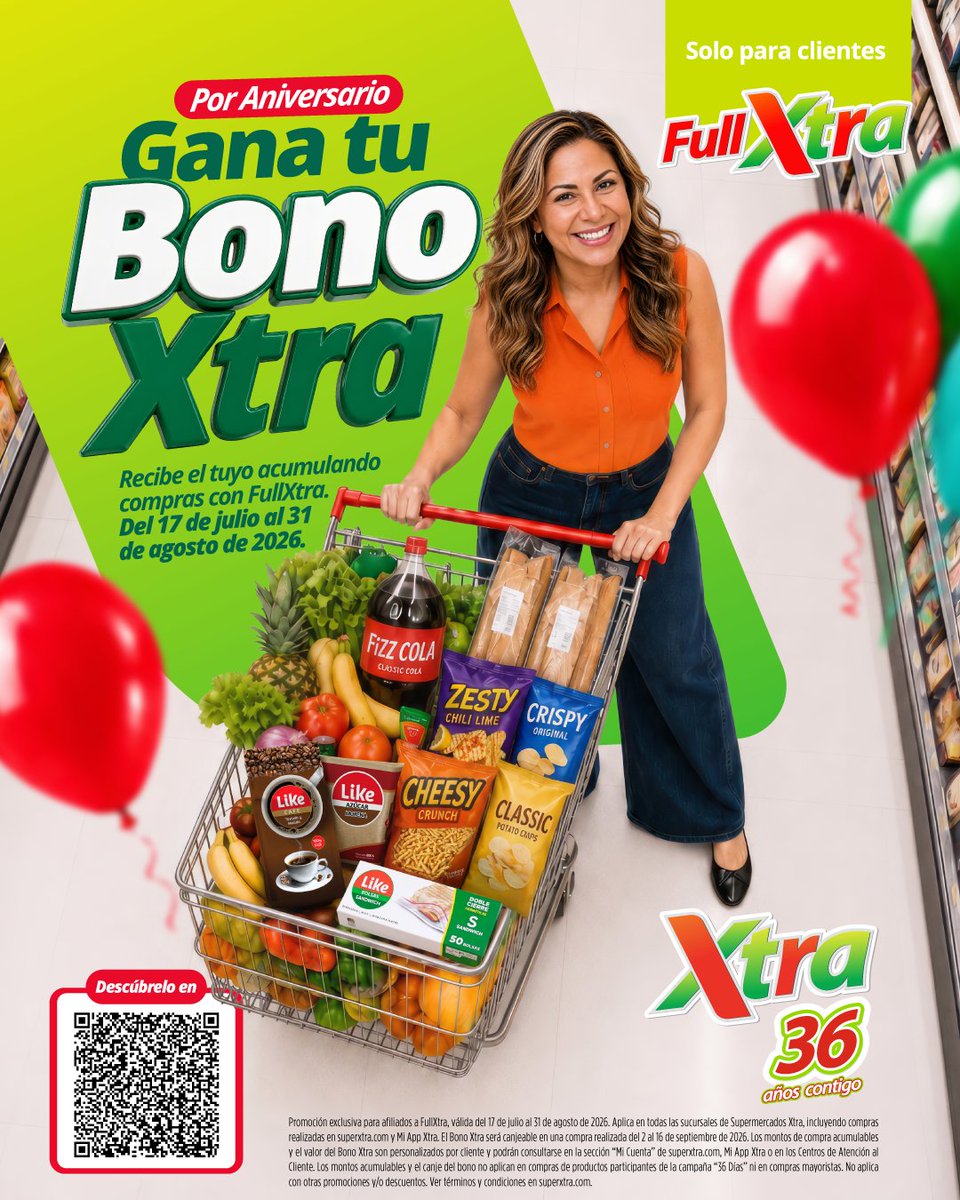 panamaendirecto's tweet photo. #PUBLICIDAD | ¡Supermercados Xtra celebra sus 36 años premiando a sus clientes! Con promociones imperdibles para ahorrar al máximo, la compañía trae dinámicas y ofertas únicas cada día con su “Bono Xtra” y los “36 días de sorpresas”.
Conoce más información sobre las actividades, cómo ganar con las promociones y únete a este gran festejo de aniversario visitando las redes sociales de la compañía: @SuperXtraPanama  , @xtrafarmapanama  y @feriaxtra_pa