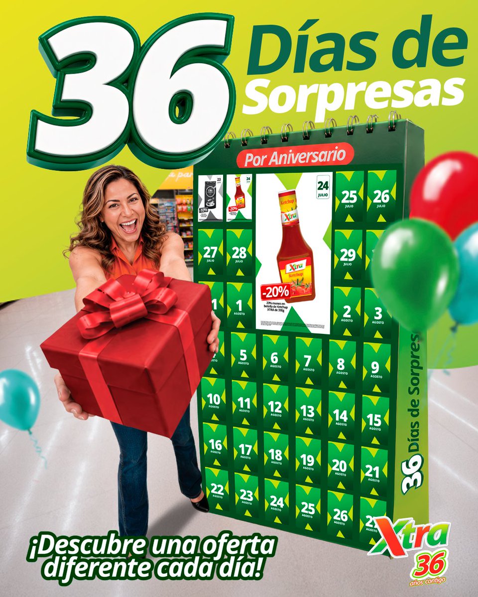 panamaendirecto's tweet photo. #PUBLICIDAD | ¡Supermercados Xtra celebra sus 36 años premiando a sus clientes! Con promociones imperdibles para ahorrar al máximo, la compañía trae dinámicas y ofertas únicas cada día con su “Bono Xtra” y los “36 días de sorpresas”.
Conoce más información sobre las actividades, cómo ganar con las promociones y únete a este gran festejo de aniversario visitando las redes sociales de la compañía: @SuperXtraPanama  , @xtrafarmapanama  y @feriaxtra_pa