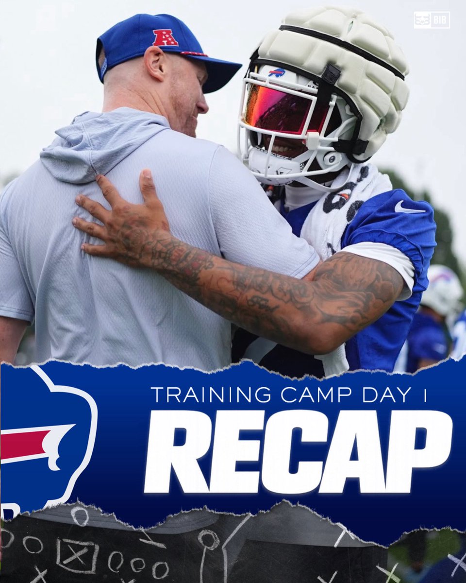 BuiltInBuffalo_'s tweet photo. 🚨TRAINING CAMP DAY 1 RECAP🚨

- Hoecht will be ready week 1
- Shavers will remain on PUP
- Keon Coleman has matured
- Bills have been in touch w/ Tre White
- Alec Anderson may be the front runner in LG battle
- Jim Leonhard is huge on Ed Oliver
- The Bills are ramping up Terrell Bernard
- Joe Brady says CJGJ livestream "was not an issue"
- Josh Allen and DJ Moore already bonding, big bear hug at the end of practice
- Josh Allen says stop hating on the jerseys
- Dalton Kincaid has huge offseason, kills conditioning test

#Bills | #GoBills | #BillsMafia